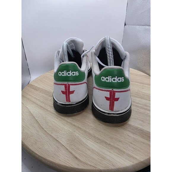 adidas Men's Advantage Sneaker Shoes White/Red/Green SIZE 8 US Customized - Picture 5 of 9